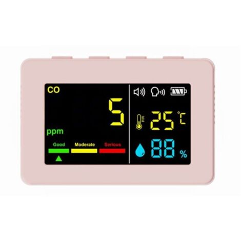 Compteur portable de qualité de l’air 3 en 1, CO, température et humidité, écran couleur, détecteur de monoxyde de carbone avec alarme vocale et affichage de la batterie,de DEBUNS
