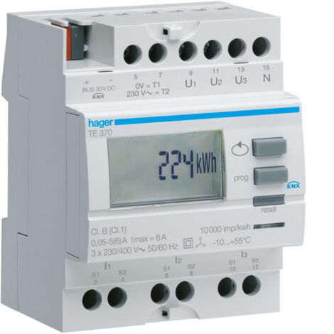 Compteur tri via transformateur d'intensité 50 à 6000/5A sortie KNX (TE370)