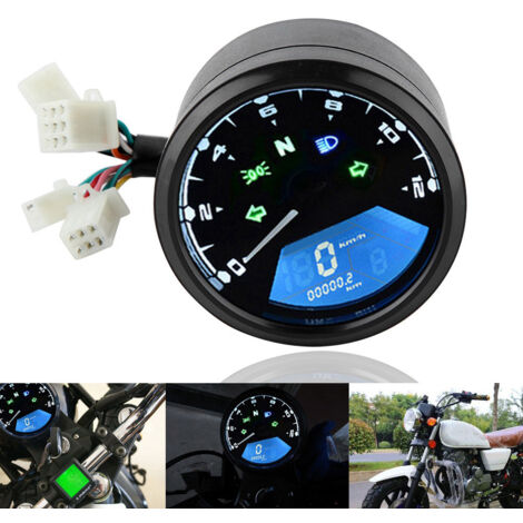 Compteur universel moto LCD : indicateur vitesse, odomètre, tachymètre et jauge carburant numérique