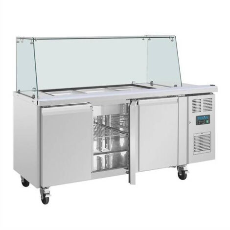 Comptoir à Salade GN avec Pare-Haleine Carré Série U - 3 Portes - Polar