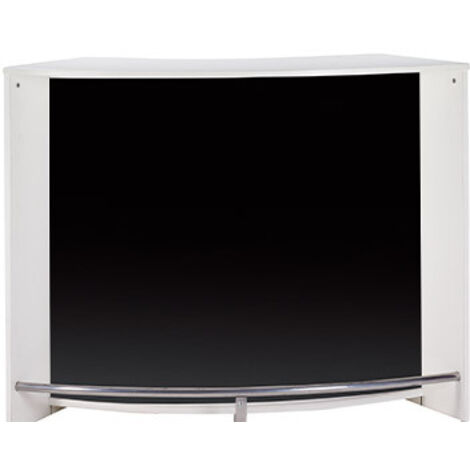Comptoir Acceuil 2 Portes Serrure Face Noire 4 Niches L 134,5 H 104,8 P 55,3 cm - Coloris: Blanc