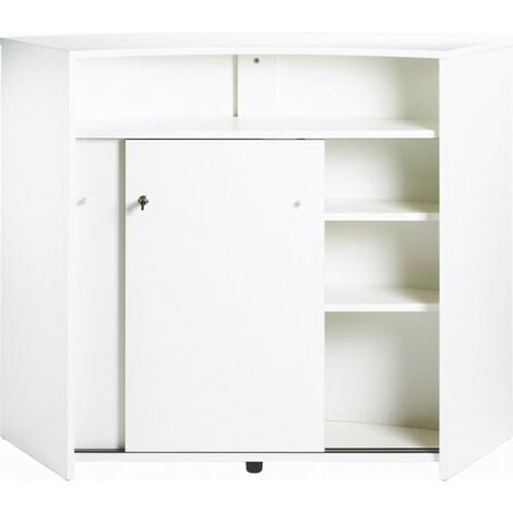 Comptoir Bar 2 Portes Blanc Serrure 4 Niches L 134,5 H 104,8 P 55,3 cm - Coloris: Rock 451