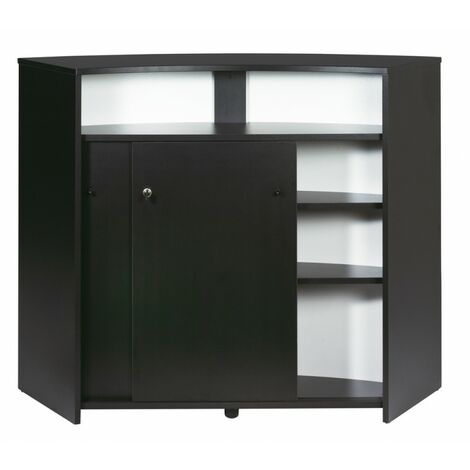 Comptoir d'Accueil 2 Portes Noir 4 Niches Serrure 134,5 x 104,8 x 55,3 cm - Coloris: Rock 451