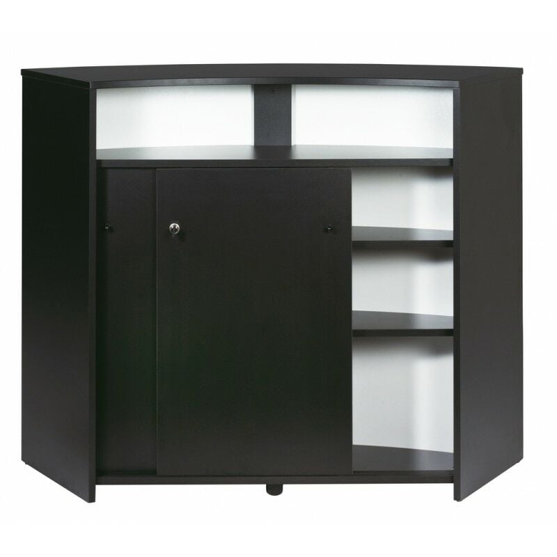 Les Tendances - Comptoir d'Accueil 2 Portes Noir 4 Niches Serrure 134,5 x 104,8 x 55,3 cm - Coloris: Rock 451