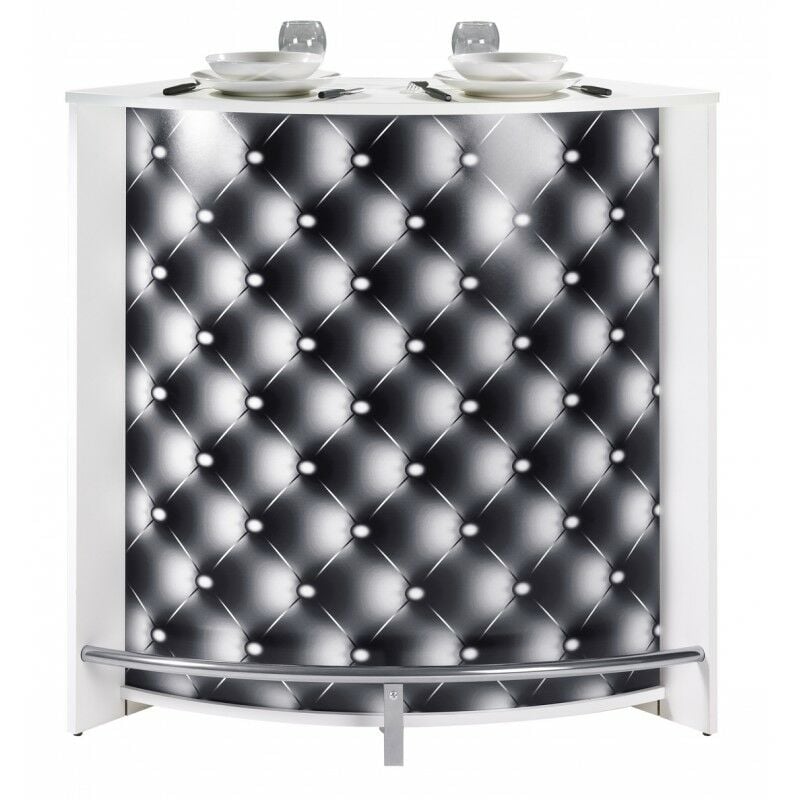 Meuble Bar Comptoir Cuisine Blanc 107 cm - Coloris: Capitons 911