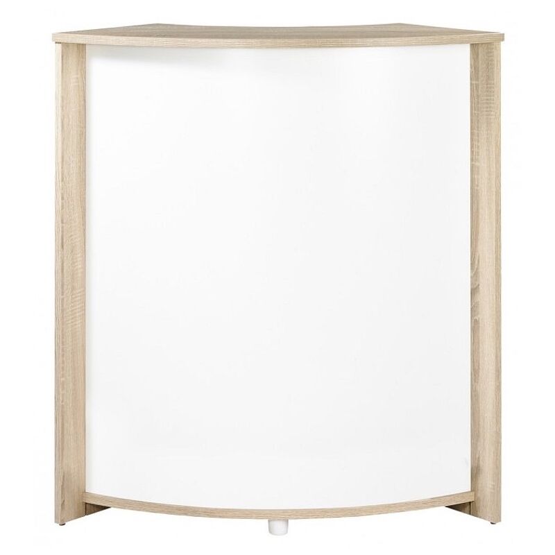 Les Tendances – Comptoir de bar en bois clair et blanc 97x105x45cm – 2 tablettes réglables – Repose-pieds métallique – Fabriqué en France