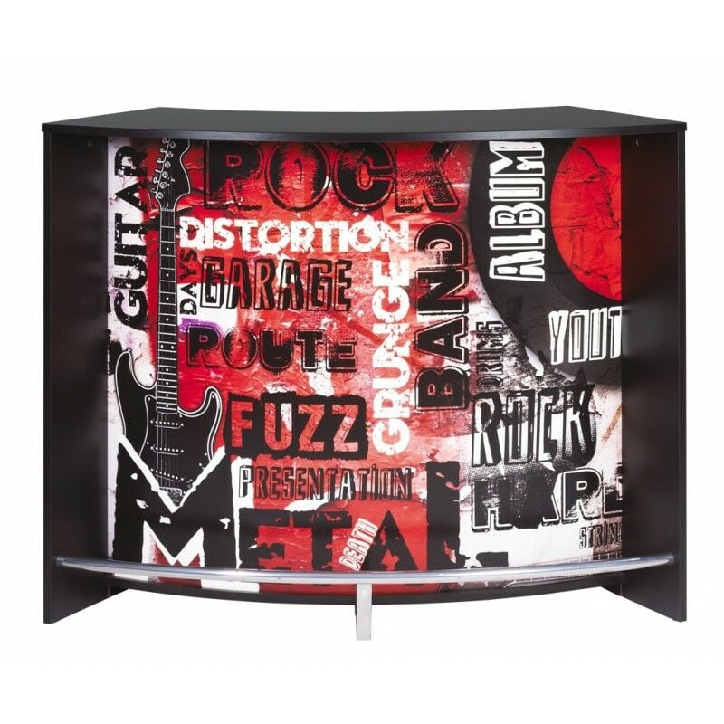 Les Tendances - Meuble Bar Comptoir d'Accueil Noir 3 Tablettes 134,5 x 104,8 x 55,3 cm - Coloris: Rock 451