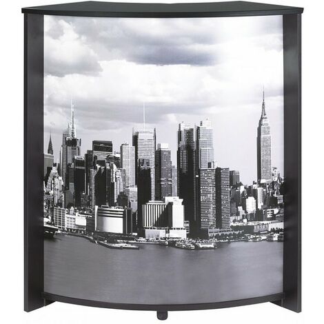 Comptoir de bar noir et imprimé Manhattan Snack 96cm