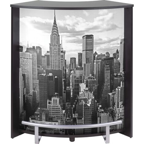 Comptoir de bar noir et imprimé New York Snack 96cm