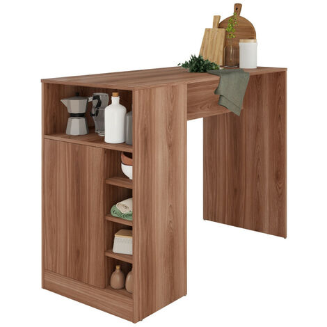 Comptoir de Cuisine - Table 1 Porte 7 Niches Châtaignier L 135 H 100 P 60 cm