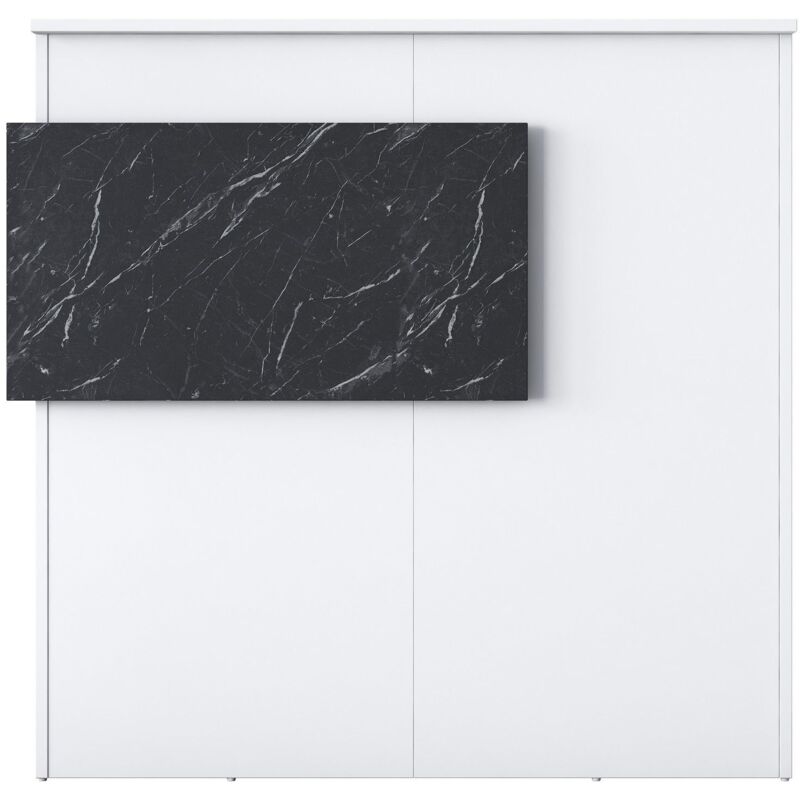 Comptoir de réception Luxar L110cm Blanc et Effet marbre Noir