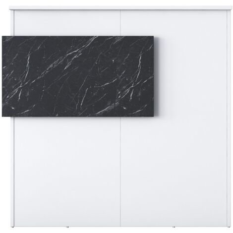 Comptoir de réception Luxar L110cm Blanc et Effet marbre Noir