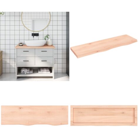 Comptoir de salle de bain 100x30x(2-4)cm bois massif non traité - Comptoir Salle De Bain - Comptoir Bois - Plan De Travail Salle De Bain - Meuble Lavabo - Chêne Massif - Home & Living