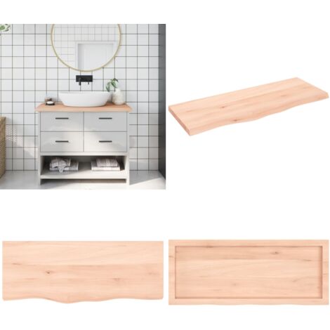 Comptoir de salle de bain 100x40x(2-4)cm bois massif non traité - Bois de chêne massif - Plan de travail de salle de bain
