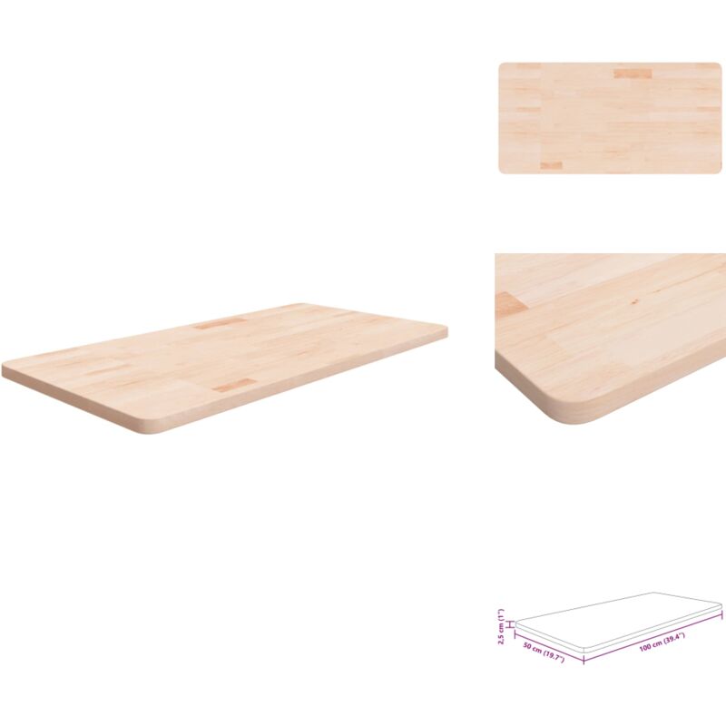 Comptoir de salle de bain 100x50x2,5 cm Bois massif non traité - Comptoir Salle De Bain - Plan De Travail - Bois Chêne Massif - Meuble Salle De Bain