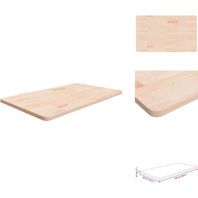 Comptoir de salle de bain 100x60x2,5 cm Bois massif non traité - Comptoir Salle De Bain - Plan De Travail Bois - Dessus De Table Chêne - Meuble Salle