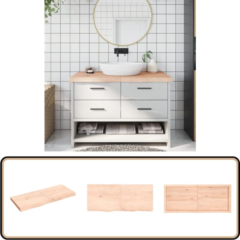 Vidaxl - Comptoir de salle de bain 120x50x(2-6)cm bois massif non traité - Comptoir Salle De Bain - Comptoir Bois - Plan De Travail Salle De Bain