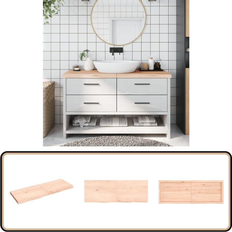 Vidaxl - Comptoir de salle de bain 140x50x(2-6)cm bois massif non traité - Comptoir Salle De Bain - Comptoir Bois - Plan De Travail Salle De Bain