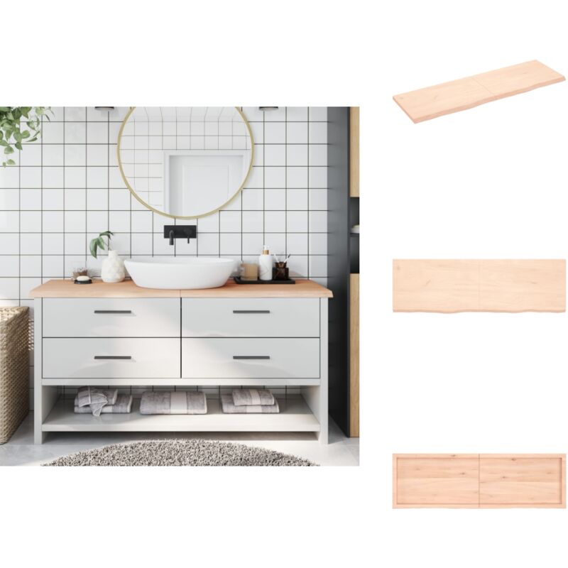 Comptoir de salle de bain 160x50x(2-4)cm bois massif non traité - Comptoir De Salle De Bain - Comptoir En Bois - Plan De Travail Salle De Bain