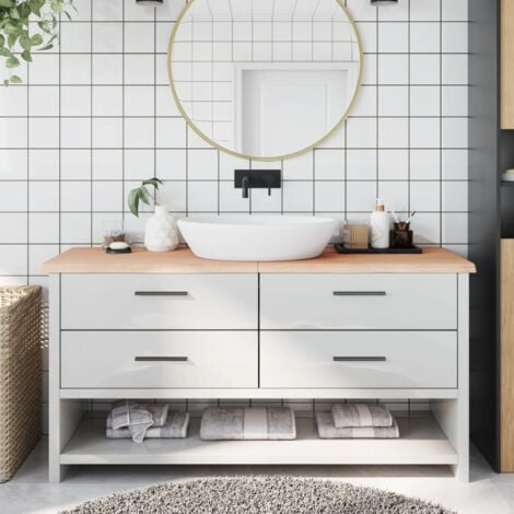 Meuble de salle de bain 160 cm ZINA chêne et blanc