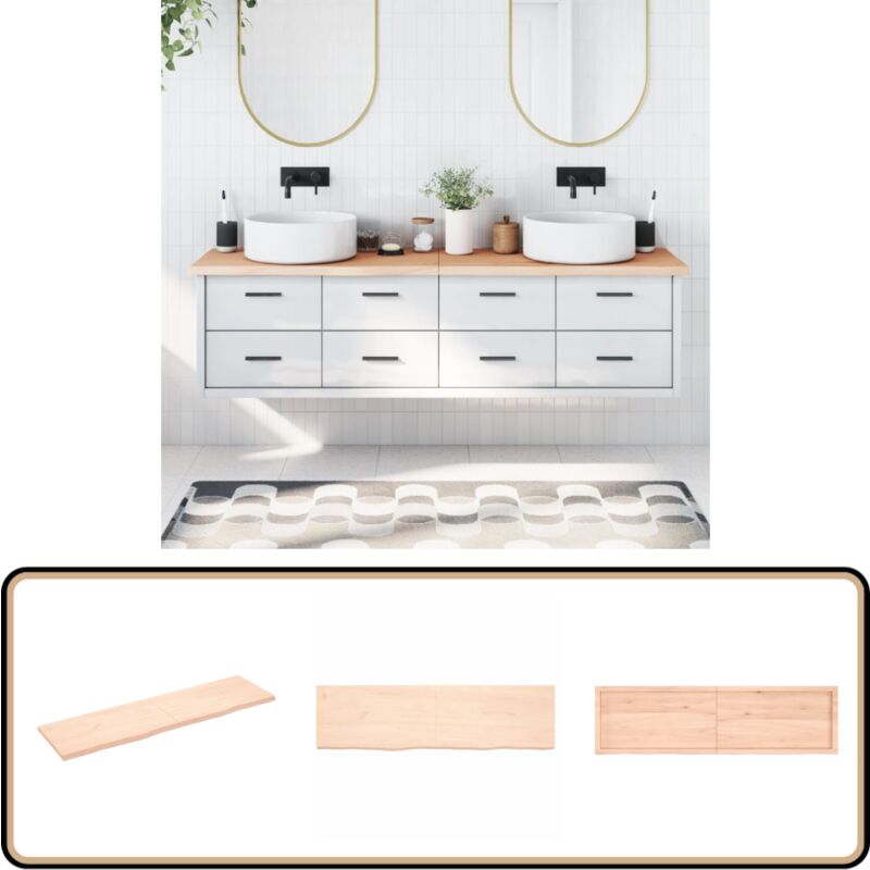Vidaxl - Comptoir de salle de bain 180x50x(2-4)cm bois massif non traité - Comptoir Salle De Bain - Comptoir Bois - Plan De Travail Salle De Bain
