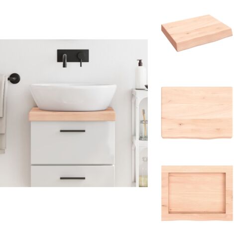 Comptoir de salle de bain 40x30x(2-6) cm bois massif non traité - Comptoir Salle De Bain - Plan De Travail Salle De Bain - Bois Chêne - Comptoir Bois - Meubles Salle De Bain