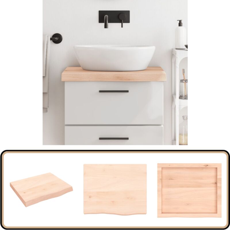 Comptoir de salle de bain 60x50x(2-6) cm bois massif non traité - Comptoir Salle De Bain - Comptoir Bois - Plan De Travail Salle De Bain - Meuble