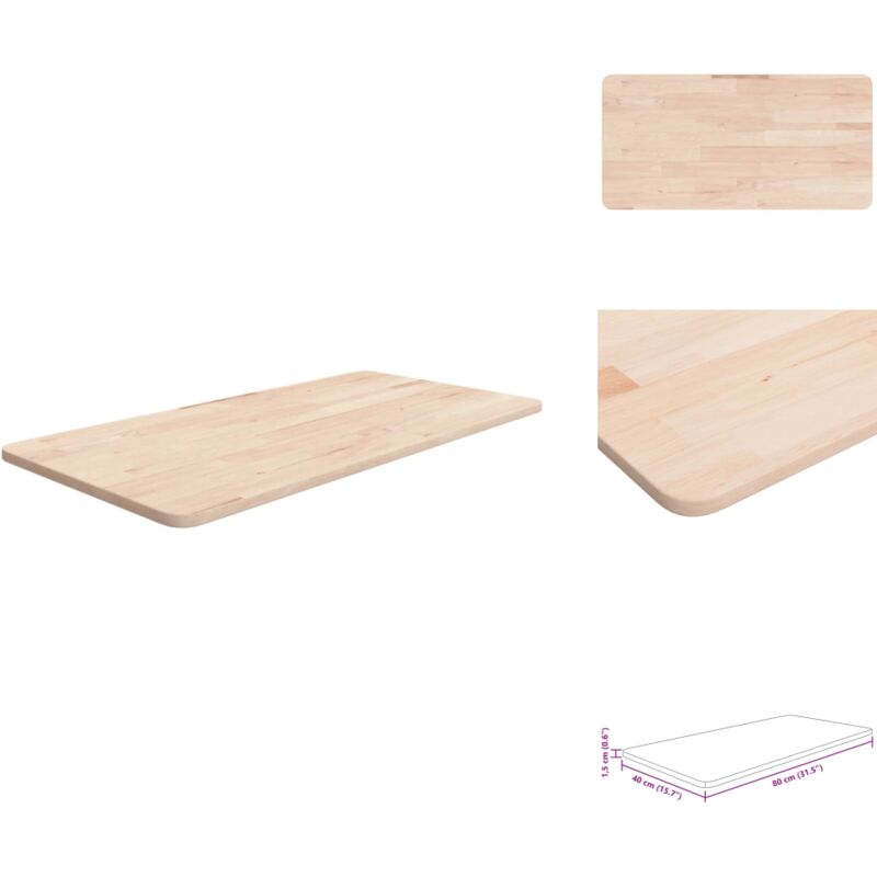 Comptoir de salle de bain 80x40x1,5 cm Bois massif non traité - Comptoir Salle De Bain - Dessus De Table - Bois Chêne Massif - Meuble Salle De Bain