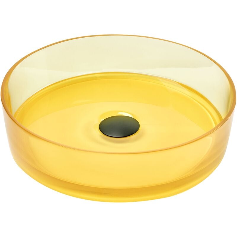 Beliani - Comptoir de Salle de Bain Bassin de Lavabo Rond Semi Transparent 360 mm Jaune Tolosa
