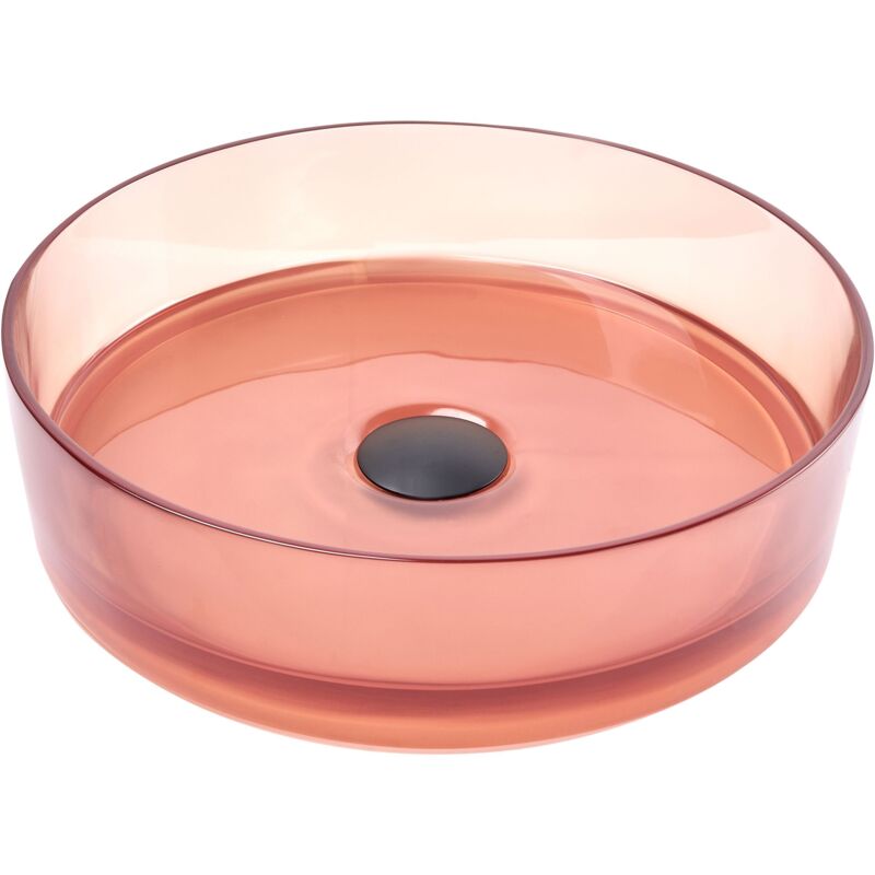 Beliani - Comptoir de Salle de Bain Bassin de Lavabo Rond Semi Transparent 360 mm Rouge Tolosa
