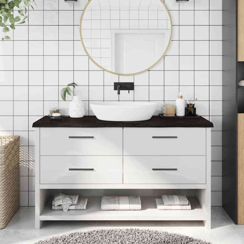 Vidaxl - Comptoir de salle de bain gris foncé 140x40x4 cm bois traité