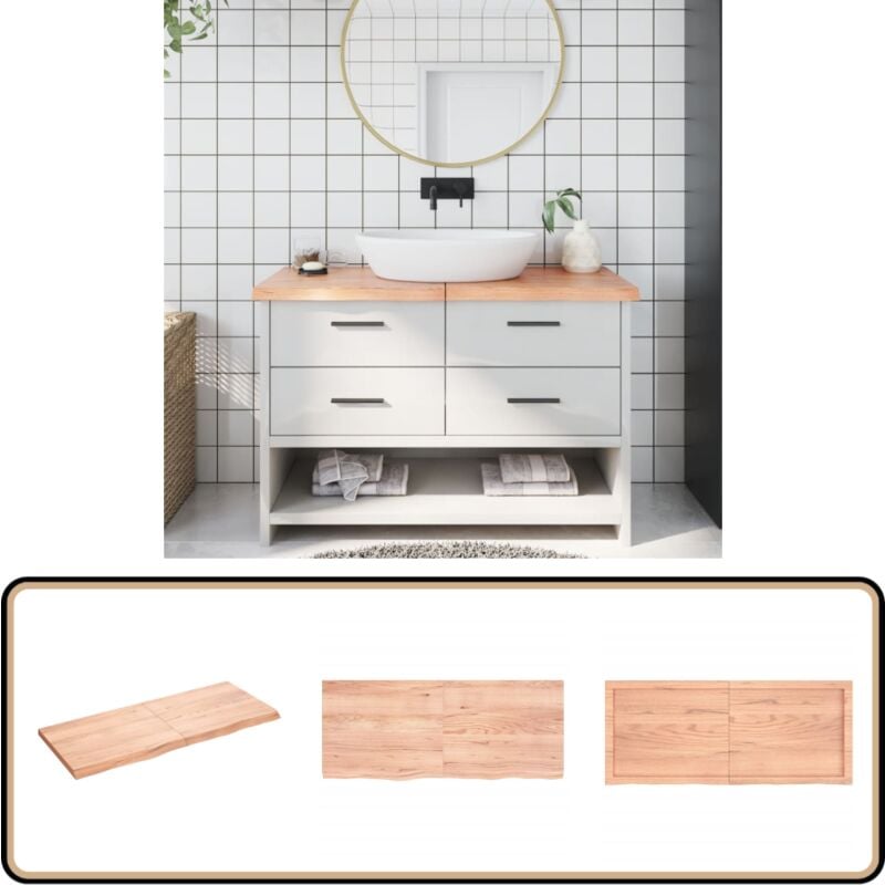 Vidaxl - Comptoir de salle de bain marron 120x50x(2-4) cm bois traité - Comptoir Salle De Bain - Comptoir Bois - Plan De Travail Salle De Bain