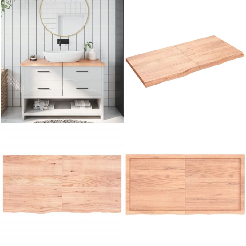 Comptoir de salle de bain marron 120x60x(2-4) cm bois traité - Comptoir De Salle De Bain - Comptoir En Bois - Plan De Travail Salle De Bain - Meubles