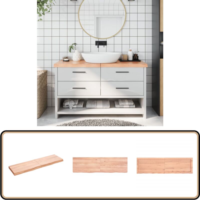 Vidaxl - Comptoir de salle de bain marron 140x40x(2-6) cm bois traité - Comptoir Salle De Bain - Comptoir En Bois - Plan De Travail Salle De Bain