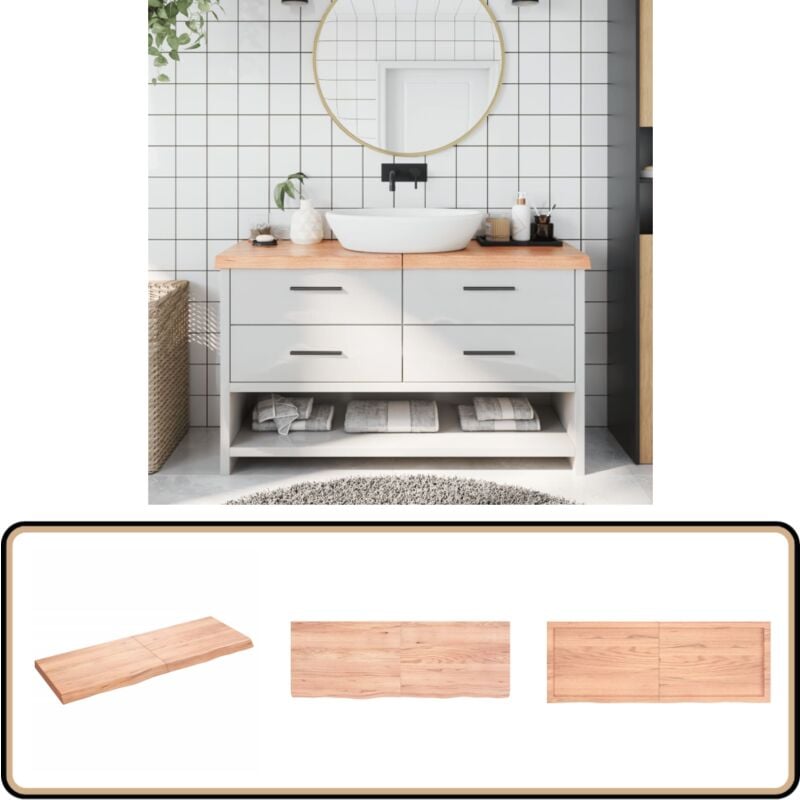 Vidaxl - Comptoir de salle de bain marron 140x50x(2-6) cm bois traité - Comptoir Salle De Bain - Comptoir Bois - Plan De Travail Salle De Bain