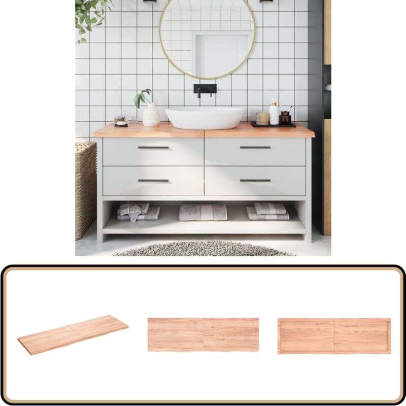 Comptoir de salle de bain marron 160x50x(2-4) cm bois traité - Comptoir Salle De Bain - Comptoir En Bois - Plan De Travail Salle De Bain - Meubles
