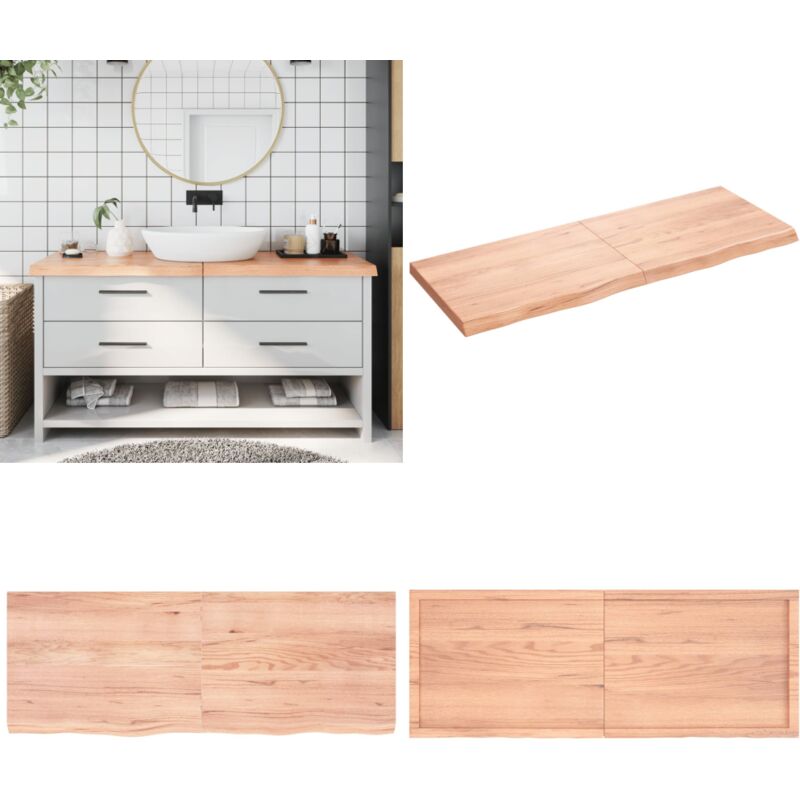 Comptoir de salle de bain marron 160x60x(2-6) cm bois traité - Comptoir Salle De Bain - Comptoir Bois - Plan De Travail Salle De Bain - Meubles Salle