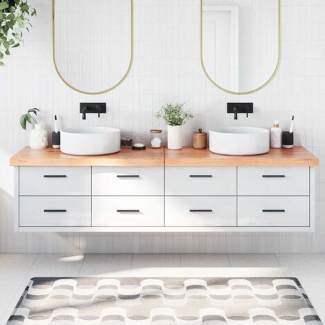 Comptoir de salle de bain marron 200x50x(2-6) cm bois traité vidaXL