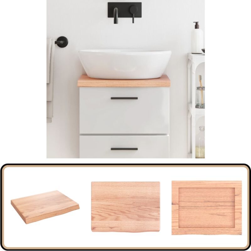 Comptoir de salle de bain marron 40x30x(2-4) cm bois traité - Comptoir Salle De Bain - Comptoir Bois - Plan De Travail Salle De Bain - Meubles Salle
