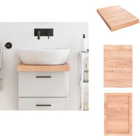 Comptoir de salle de bain marron 40x60x(2-6) cm bois traité - Comptoir Salle De Bain - Comptoir Bois - Plan De Travail Salle De Bain - Meuble Lavabo - Chêne Massif
