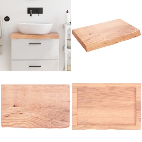 Comptoir de salle de bain marron 60x40x(2-6) cm bois traité - Bois de chêne - Plan de travail