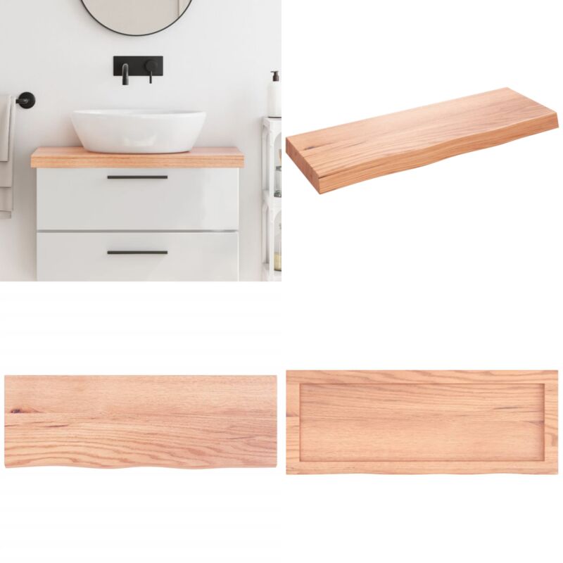 Comptoir de salle de bain marron 80x30x(2-6) cm bois traité - Comptoir De Salle De Bain - Comptoir En Bois - Plan De Travail Salle De Bain - Meubles