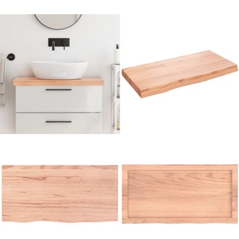 Comptoir de salle de bain marron 80x40x(2-6) cm bois traité - Bois de chêne - Plan de travail