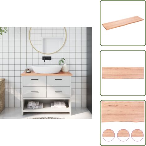 Comptoir de salle de bain marron clair 100x30x2 cm bois traité - Comptoir Salle De Bain - Comptoir Bois - Plan De Travail Salle De Bain - Meubles Salle De Bain - Meuble Lavabo