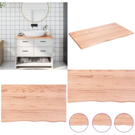 Comptoir de salle de bain marron clair 100x60x2 cm bois traité - Comptoir Salle De Bain - Comptoir Bois - Plan De Travail Salle De Bain - Meubles Salle De Bain - Rénovation Salle De Bain - Home & Livi