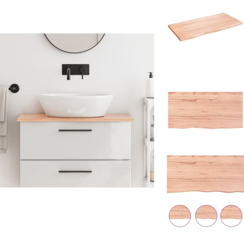 Comptoir de salle de bain marron clair 80x40x2 cm bois traité - Comptoir Salle De Bain - Comptoir Bois - Plan De Travail Salle De Bain - Meubles