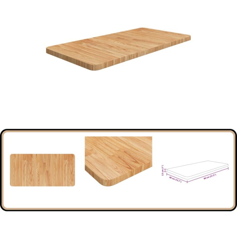 Comptoir de salle de bain Marron clair 80x40x2,5 cm Bois traité - Comptoir Salle De Bain - Dessus De Table - Bois De Chêne - Meuble Salle De Bain
