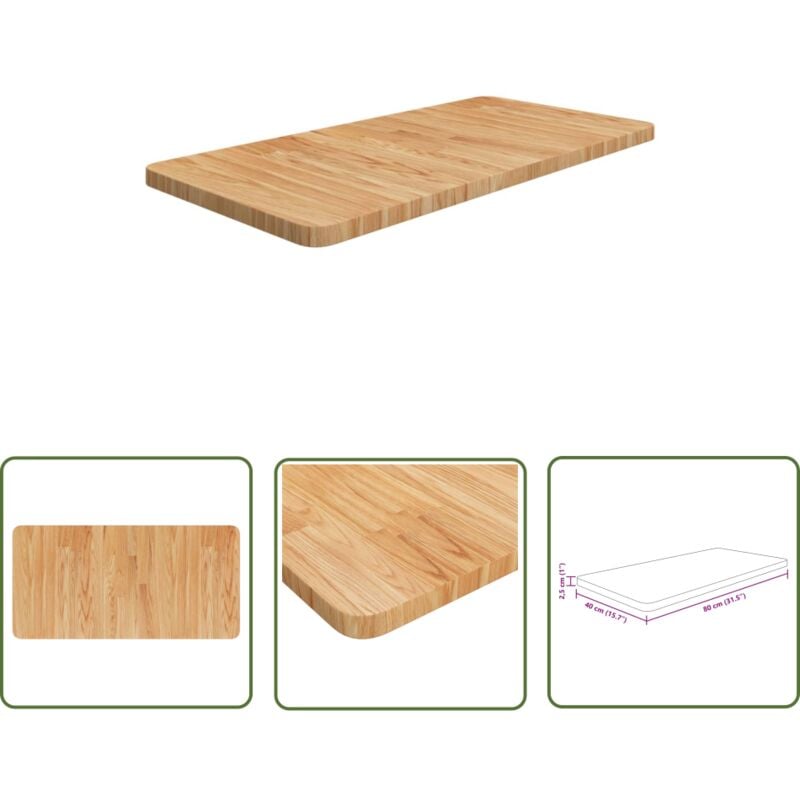 Comptoir de salle de bain Marron clair 80x40x2,5 cm Bois traité - Comptoir Salle De Bain - Dessus De Table - Bois De Chêne - Meuble Salle De Bain