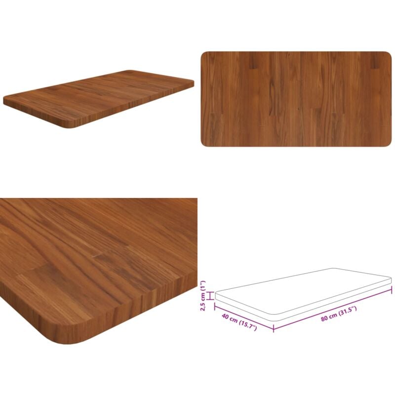 Comptoir de salle de bain Marron foncé 80x40x2,5 cm Bois traité - Comptoir Salle De Bain - Dessus De Table - Meuble Salle De Bain - Rénovation