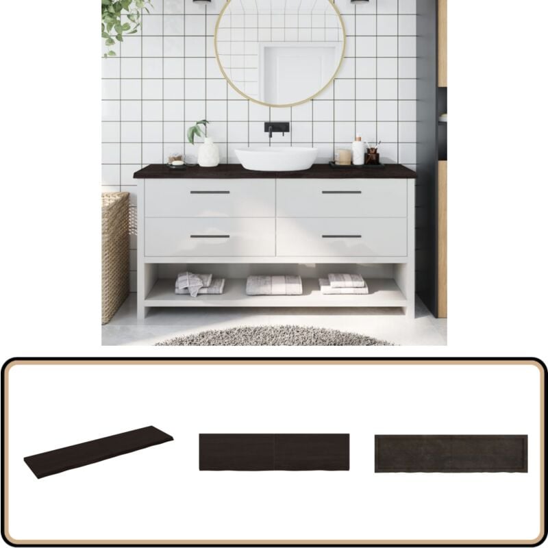 Vidaxl - Comptoir de salle de bain marron foncé bois massif traité - Comptoir Salle De Bain - Comptoir Bois - Plan De Travail Salle De Bain - Meubles